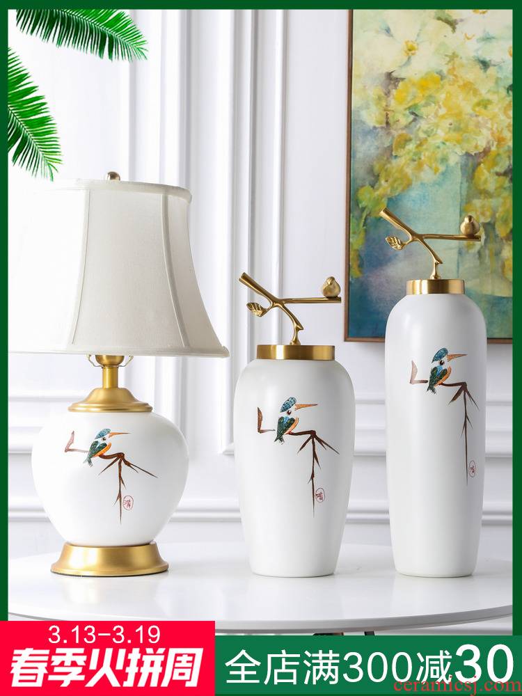 Jingdezhen kingfisher vase furnishing articles, new Chinese style bedside table ceramic desk lamp of the sitting room porch wine piggy bank