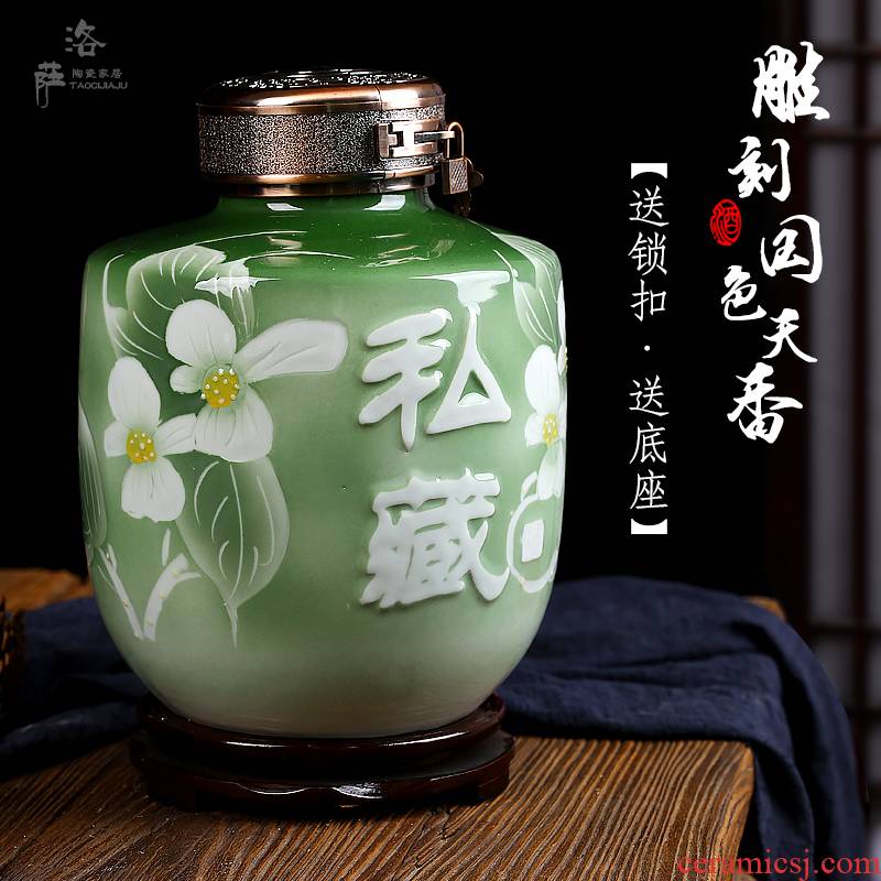 Ceramic bottle 5 jins of 10 jins jar it liquor mercifully wine sealed bottle hip flask casks jingdezhen its