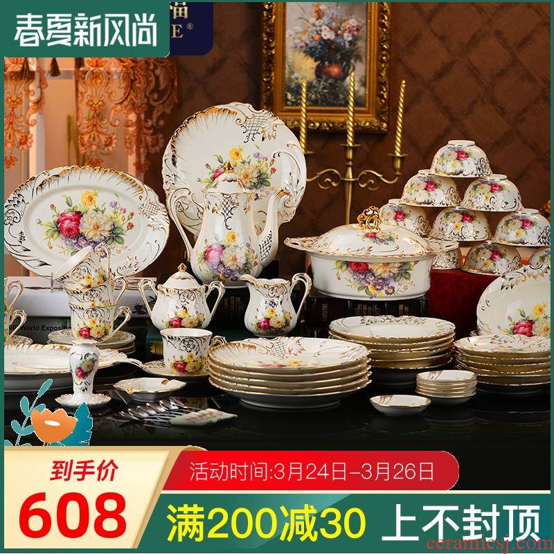 Dishes suit Dishes home European - style combination Korean Chinese creative Japanese tableware ceramics move suits for