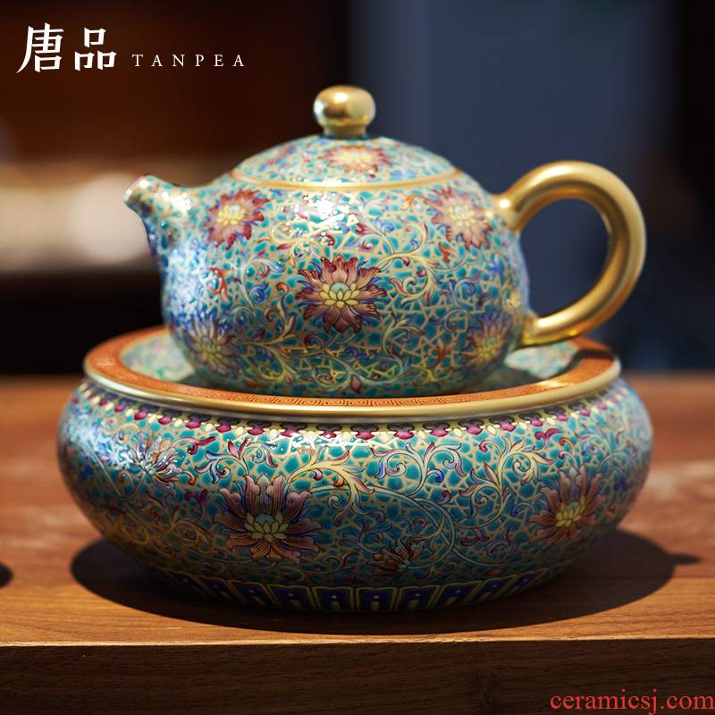 Tang Pin enamel colors branch lotus xi shi pot of master of jingdezhen ceramic cups kung fu tea set manually set the teapot