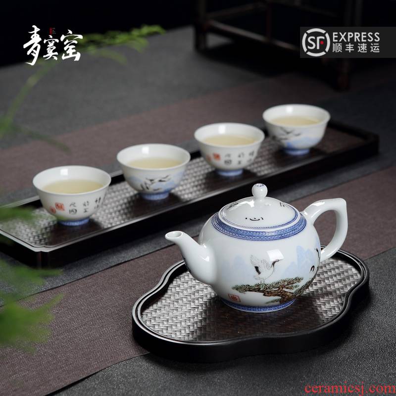 Its green up with jingdezhen ceramic tea sets suit hand - made teapot teacup set tea service home sitting room