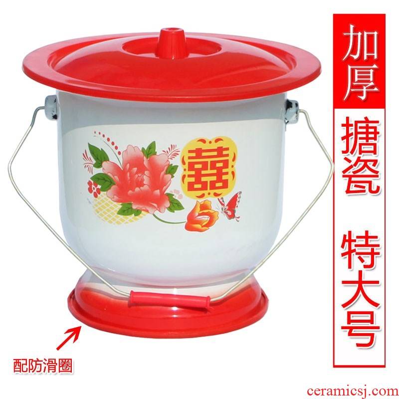 Adult douwei spittoon getting high urine barrel with cover enamel she mantra home night bedroom thickening urinal barrels old man