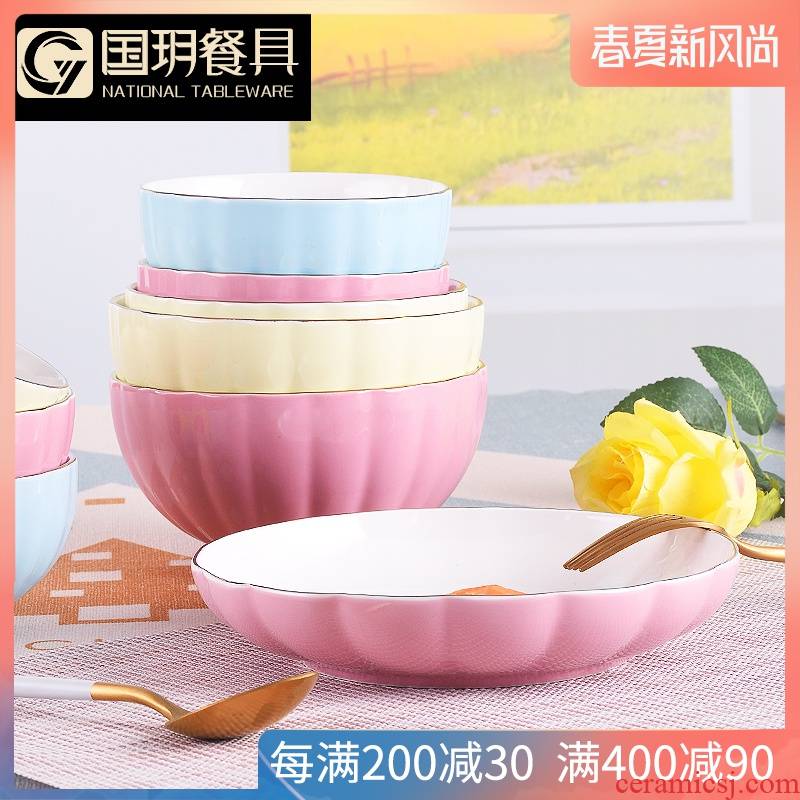 Tangshan ceramic bowl 4.5 "special microwave bowl meal with four dishes suit household use of creative dishes