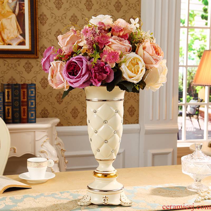European vase furnishing articles ceramic handicraft sitting room TV ark, home decoration flower arranging flowers, dried flowers large