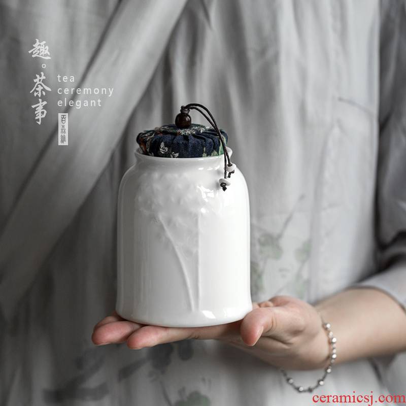 Babson d dehua lard white porcelain suet jade its moistureproof caddy fixings store receives large seal pot tea boxes