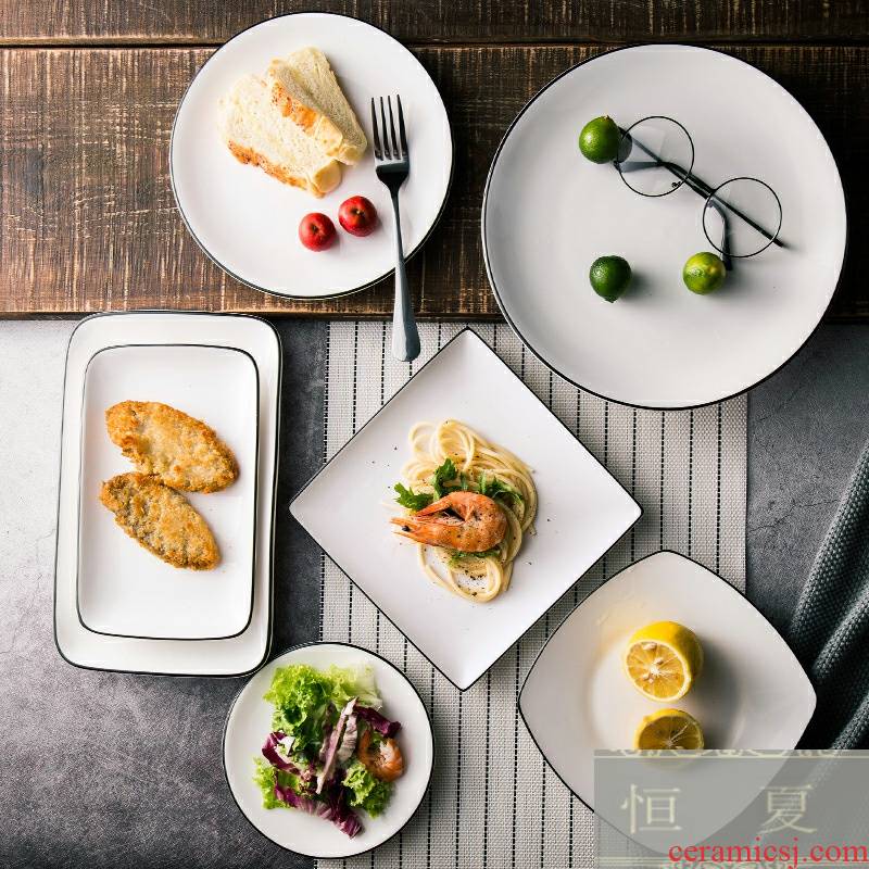 Creative dishes beefsteak Nordic ins wind Japanese white ceramic tableware web celebrity home dish dish dish for breakfast