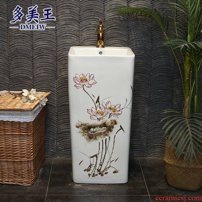 Chinese art ceramic floor vertical lavatory basin of one pillar toilet basin pillar lavabo