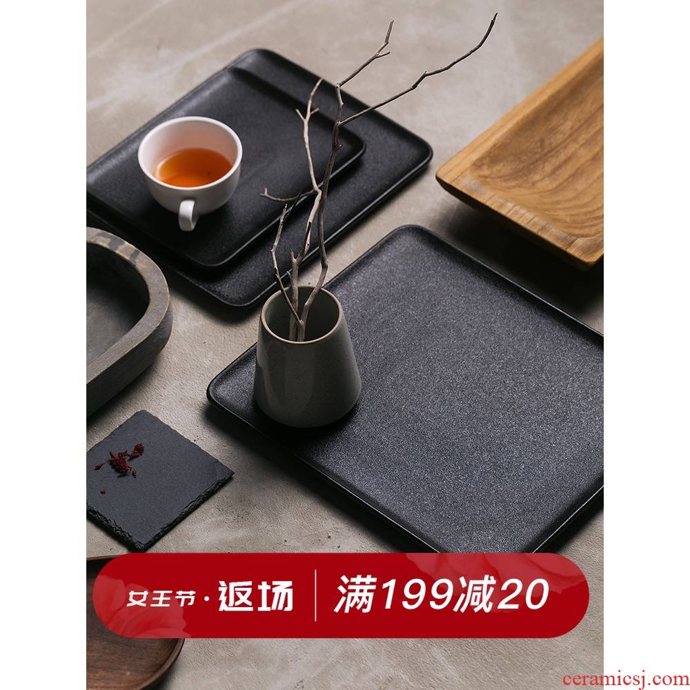 And global creative black tea tray rectangle household ceramics sitting room ground compote Nordic tray