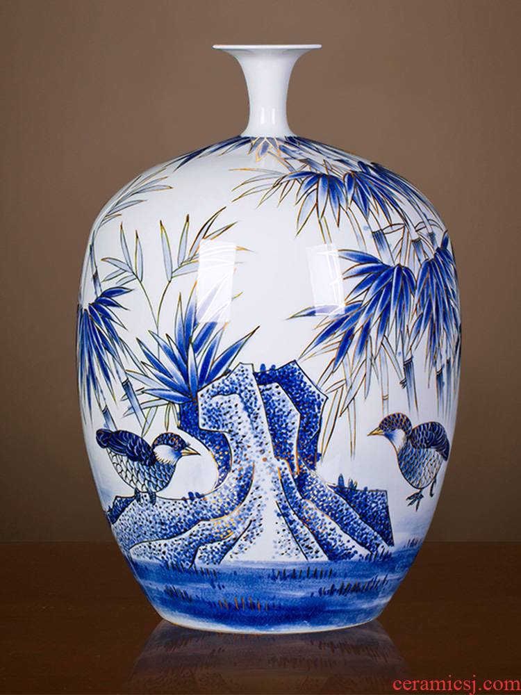 Jingdezhen ceramics vase famous master hand draw every year more than Chinese blue and white porcelain is a sitting room adornment is placed