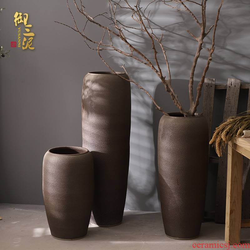 Contracted jingdezhen ceramic floor big vase Chinese flower arrangement sitting room place coarse pottery large suit the dried flower