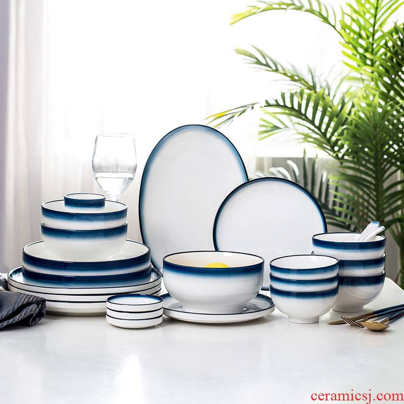 Tao soft Nordic style ceramic tableware bowl bowl circle disc fish bowl dish plates spoons deep plate