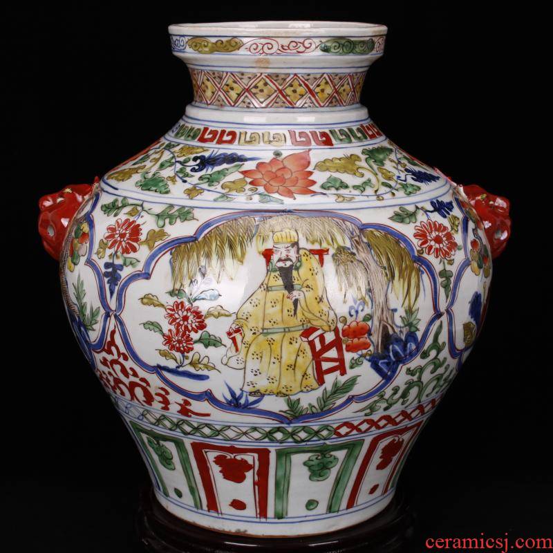 Jingdezhen antique antique imitation yuan pure manual color tiger tank Chinese style restoring ancient ways to decorate ceramic old items furnishing articles