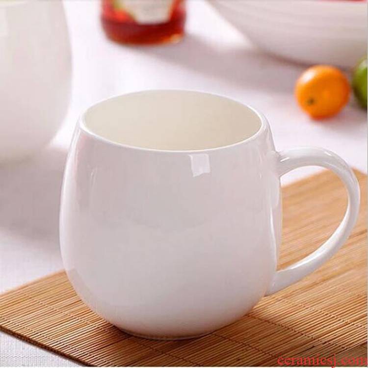 Jingdezhen porcelain contracted ipads ceramic keller cup cup pure white mugs custom LOGO milk coffee cup
