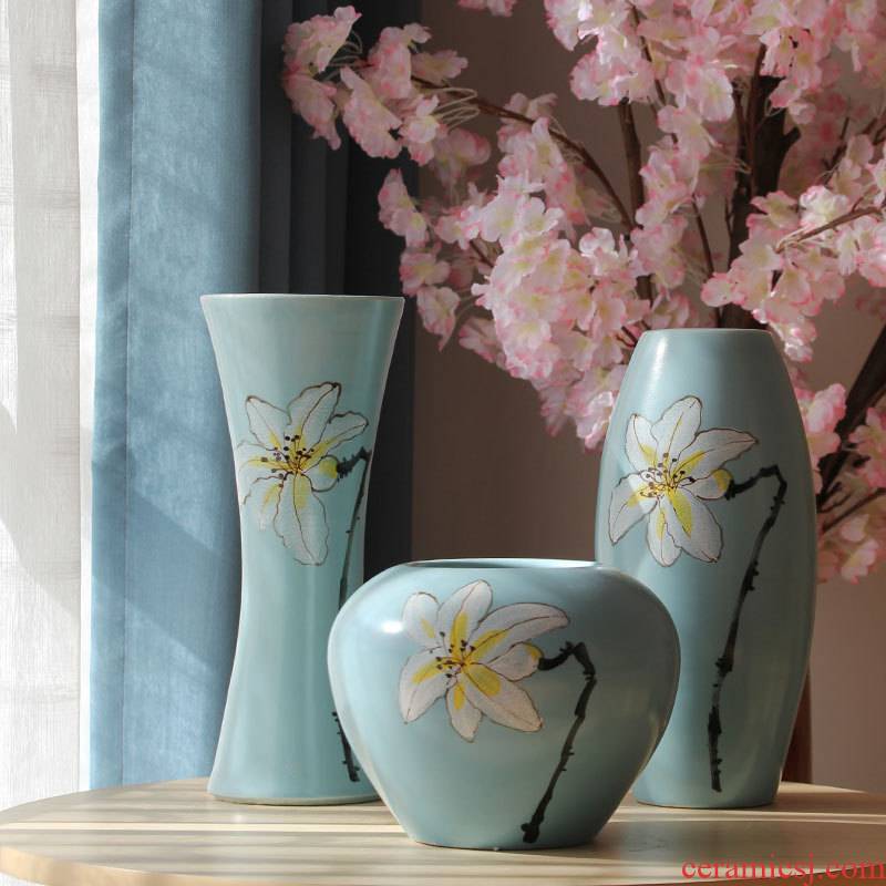 Jingdezhen hand - made ceramic inserts lily vase of new Chinese rural American room sitting room soft furnishing articles