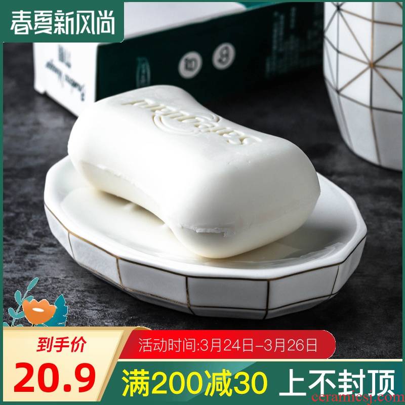 European ceramic bathroom soap box creative toilet soap box frame from household soap dish soap frame round punch drop