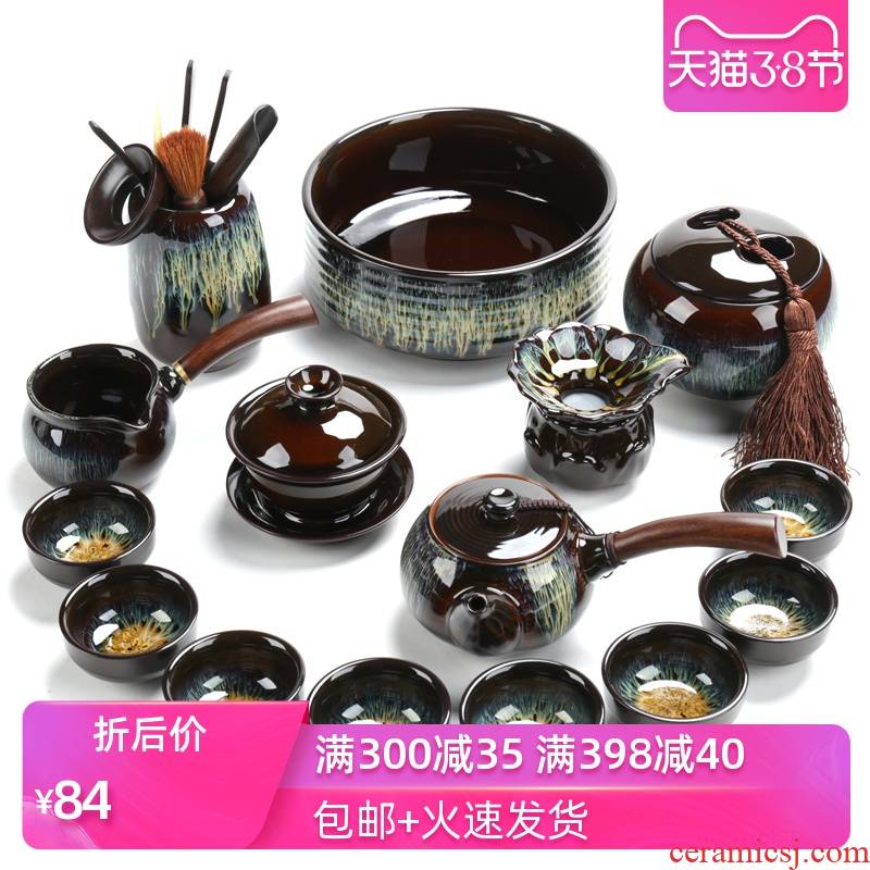 Poly real (sheng building masterpieces lamp that variable elder brother up and exquisite red glaze, ceramic kung fu tea teapot teacup sea home outfit