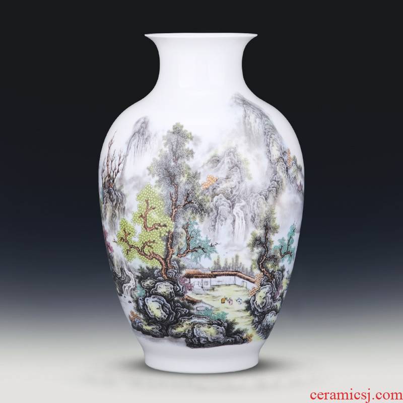 Jingdezhen porcelain vases, pottery and porcelain furnishing articles pastel landscapes of new Chinese style household flower arranging wine sitting room adornment