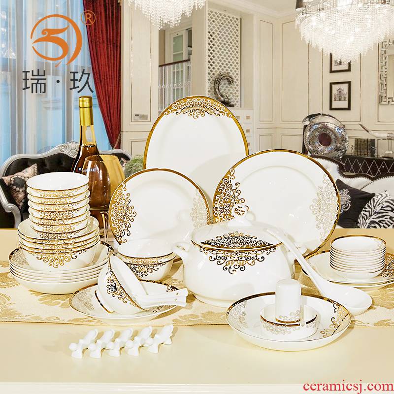 European household up phnom penh 28 skull porcelain tableware set 6 doses ceramic bowl plate combination western - style porcelain plate