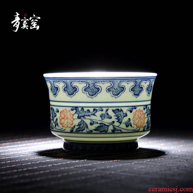Manual sample tea cup of blue and white porcelain up jingdezhen ceramics green was the master cup single cup tea cups, kung fu tea cups