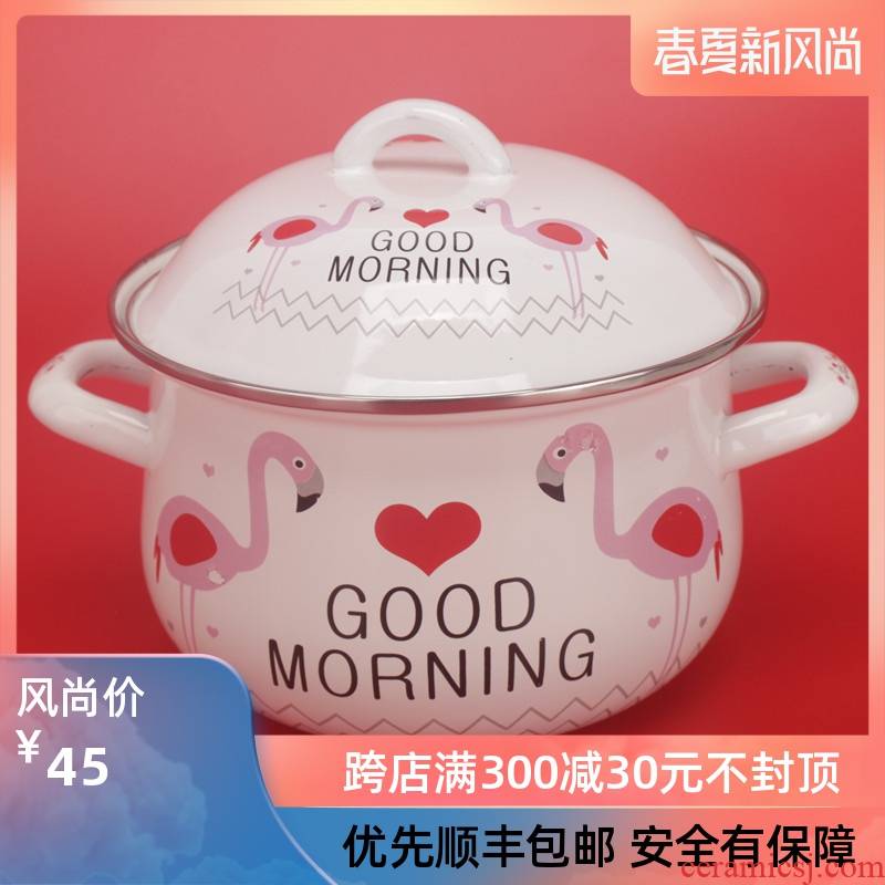 Ehrlich, 2 l little ears enamel porcelain enamel pan pan mercifully rainbow such to use old soup pot stew pot induction cooker gm