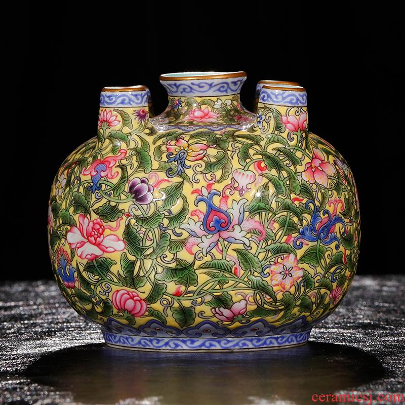 Five tube bottle Yang Shiqi palace jindi ceramics and name