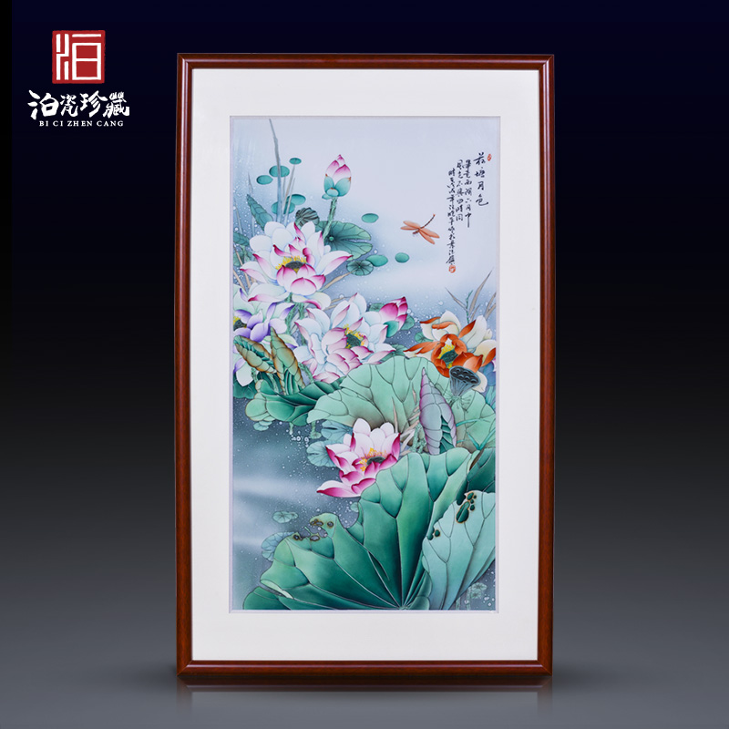 Jingdezhen ceramics hand - made lotus decoration big porcelain plate painting Chinese painter in the decoration setting wall furnishing articles