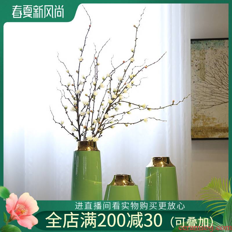 Jingdezhen new Chinese style originality gold - plated vase club mesa adornment flowers flower implement sitting room place porch decoration