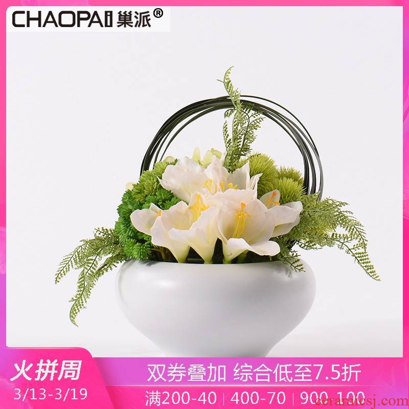 I and contracted white ceramic simulation silk flowers, flowers, floral suit furnishing articles European table MianRuan decorations