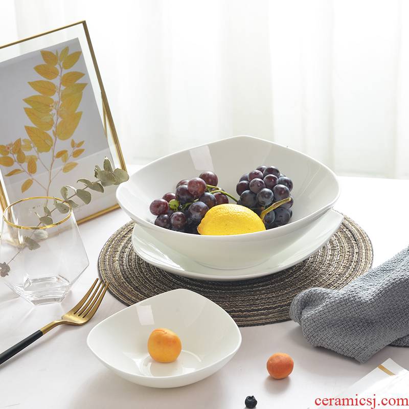 Pure white ipads porcelain ceramic creative Japanese triangle soup plate FanPan fruit dessert dish dish dish hotel tableware
