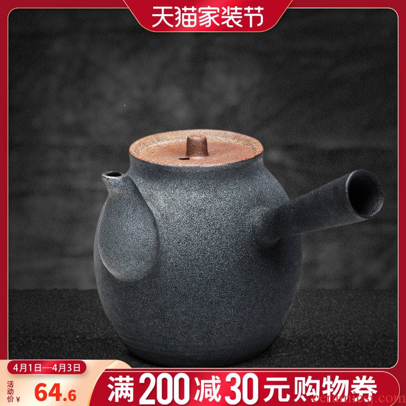 British iron glaze side pot of filtering ceramic teapot up kung fu tea set small Japanese tea taking mini single pot
