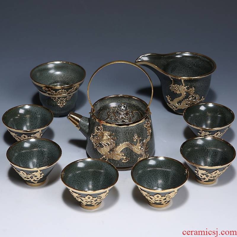 Variable teapot kung fu tea set an inset jades girder pot masters cup ceramic cups household sample tea cup set