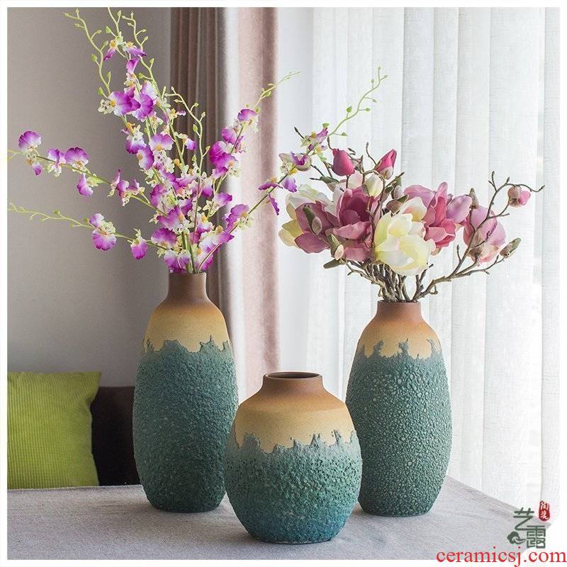 Southeast Asia style ceramic vases, three - piece suit modern American rural household adornment hotel club house furnishing articles