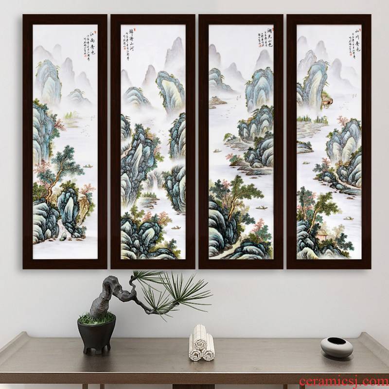 Jingdezhen hand - made ceramic plate mural painting landscape setting wall decoration painting porch restaurant scene sitting room hangs a picture of the corridor