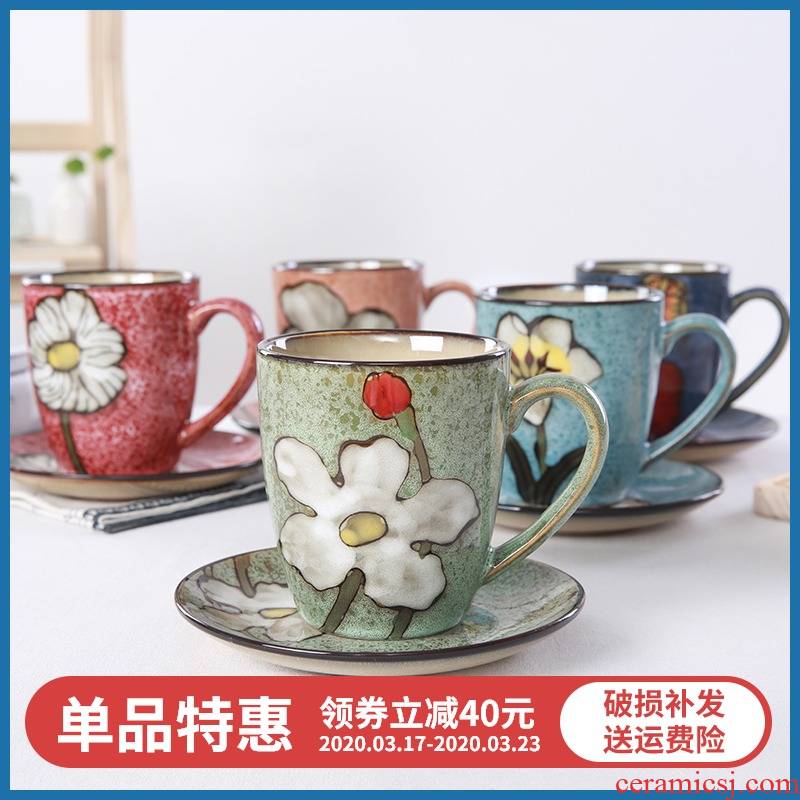 Korean ceramic coffee cup suit creative yuquan 】 【 contracted water cup European mark cup home