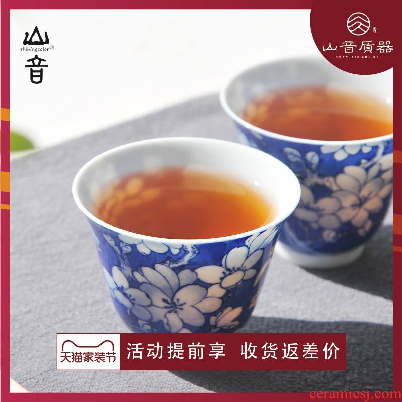Yulan sample tea cup kung fu tea cup flora of eggshell porcelain pure manual billet master cup personal glass ceramic tea set