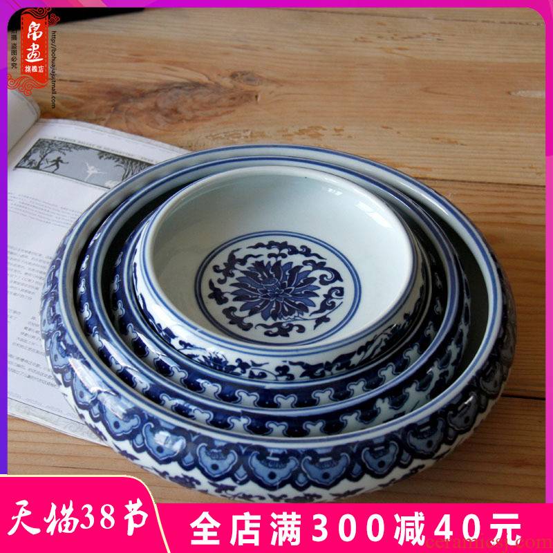 Jingdezhen ceramics ashtray home sitting room creative writing brush washer of large diameter cylinder tank multi - function furnishing articles