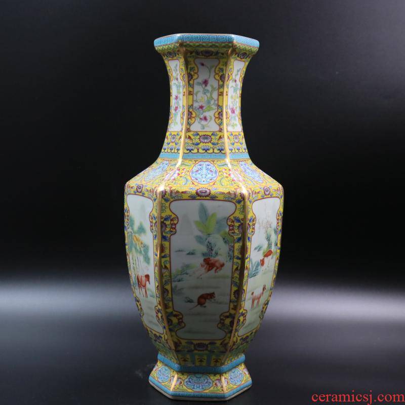 Archaize of jingdezhen porcelain the qing qianlong vase 12 night home decoration antique antique old goods furnishing articles