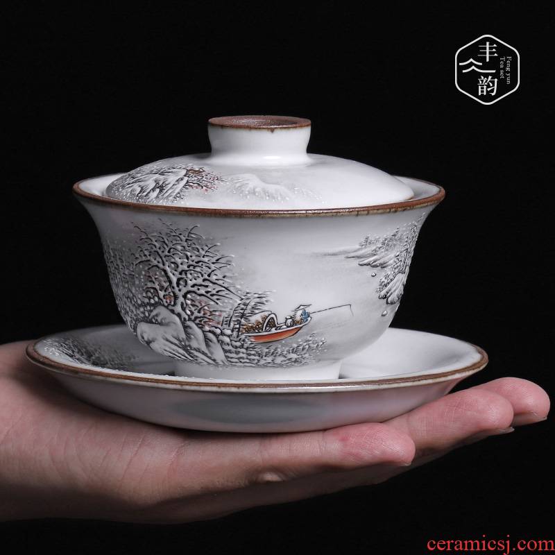 Your up hand - made only three tureen ceramic checking large crack open a single piece of kung fu tea bowl ice tea cups