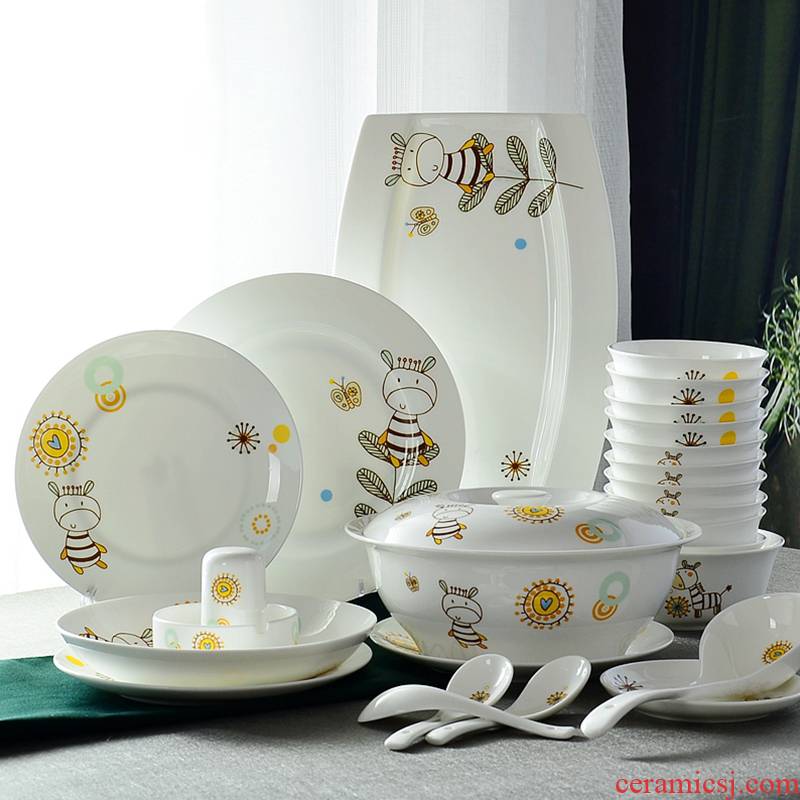 Porcelain show source dishes suit creative household Korean tangshan ipads Porcelain tableware suit dishes contracted combination