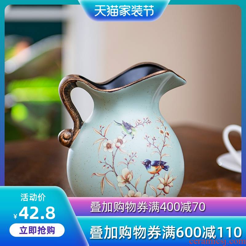 American vase furnishing articles home decoration flower arranging dried flower simulation flowers sitting room porch tea table European - style ceramics