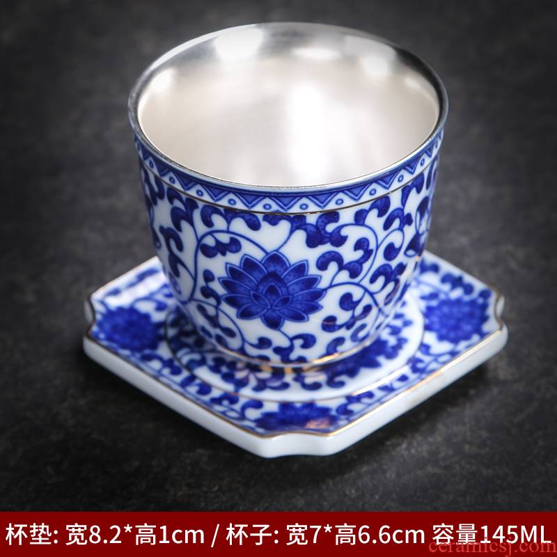 The Master of the blue and white porcelain cup sample tea cup archaize ceramic kung fu tea cup bowl large kung fu Japanese single CPU