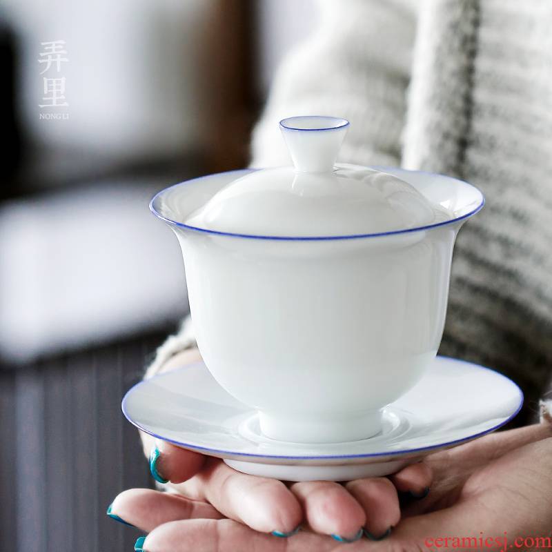3 to Get | tureen tea cups in dehua white porcelain tea set manually sweet white thin foetus ceramic kung fu tea bowl suit