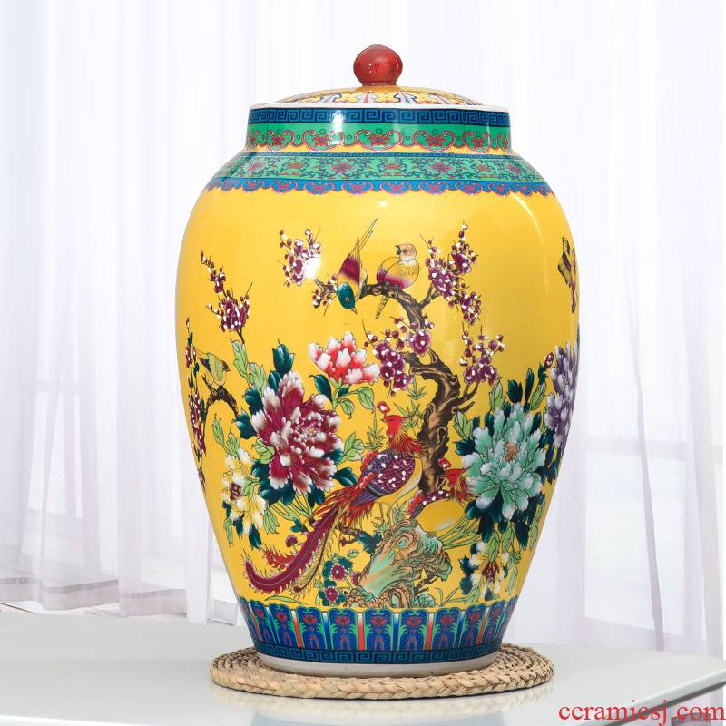 Jingdezhen ceramic barrel 20 jins 30 jins of 50 kg pack ricer box storage box with cover household moistureproof insect - resistant meter as cans