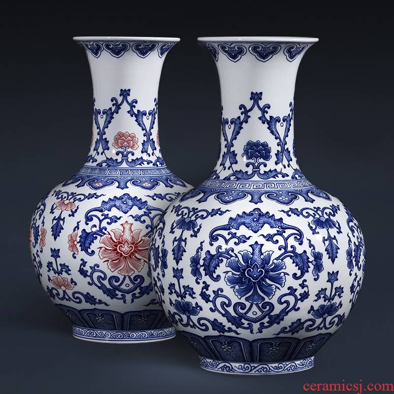 Jingdezhen ceramics hand - made antique blue and white porcelain vase furnishing articles sitting room flower arranging large Chinese style household ornaments