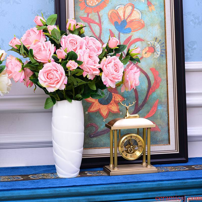 Roses fake flowers furnishing articles sitting room tea table simulation table dry flower bouquet ceramic vases, decorative flower arranging flowers