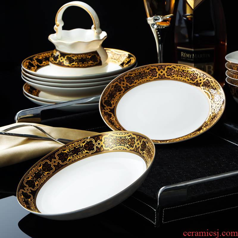 Jingdezhen ceramics tableware suit ipads bowls plate cordless European - style up phnom penh contracted I Chinese dishes