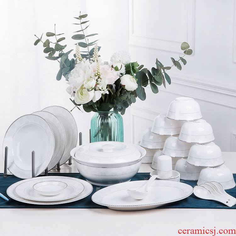 56 natural amorous feelings tableware tableware suit of jingdezhen ceramics Korean simple dishes dishes suit