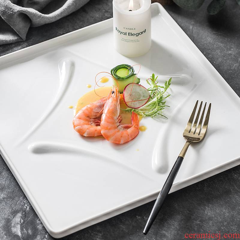 Ins Nordic home dishes ceramic plate square tray plate continental plate plate of beefsteak