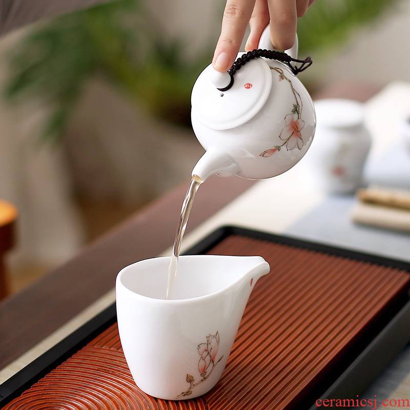 Mud seal suit household ceramic teapot kung fu tea set office hand - made single pot of filtering dehua white porcelain teapot