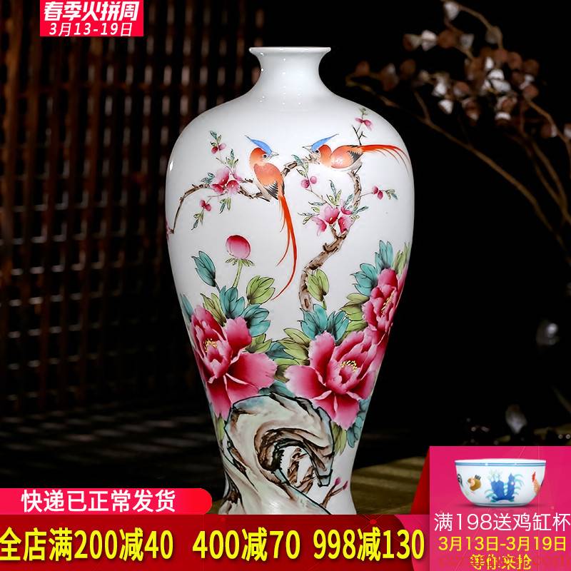 Jingdezhen ceramics by hand draw pastel spring brightness vase household adornment handicraft furnishing articles sitting room